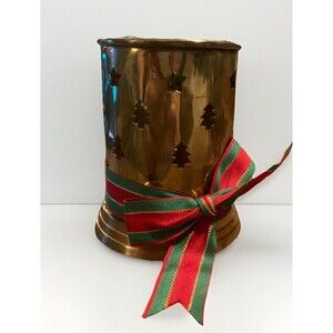 Vintage Brass Candle Votive Candle Holder by JHJ - Christmas Tree